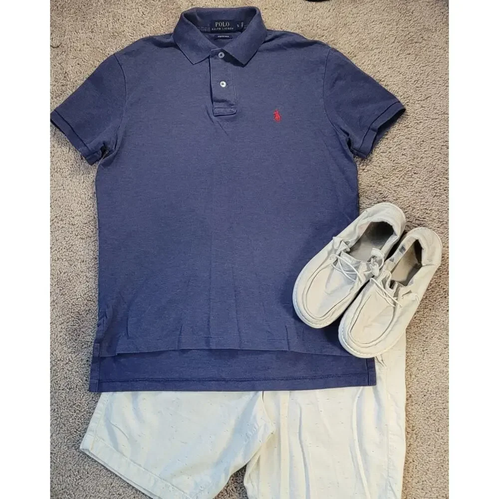 Polo Ralph Lauren Blue Stretch Mesh Polo S Preppy Classic Heritage Timeless
